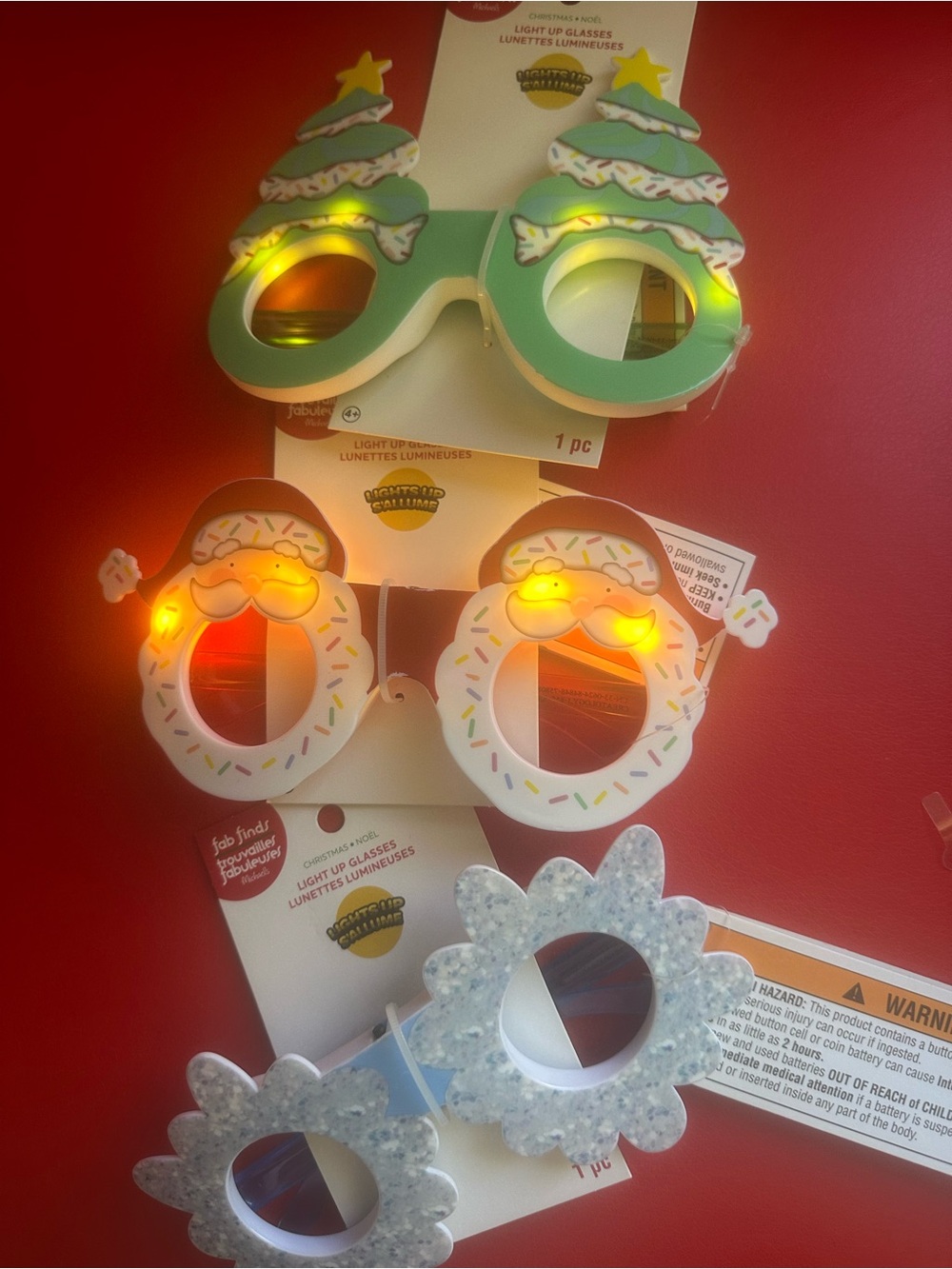Light-Up Christmas Tree and Santa Party Glasses - Green and White - Picture 2 of 3